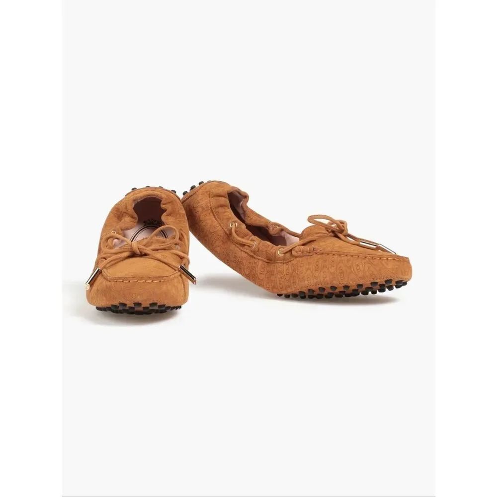 NWT Tod's Camel Embossed Leather Loafers 5.5